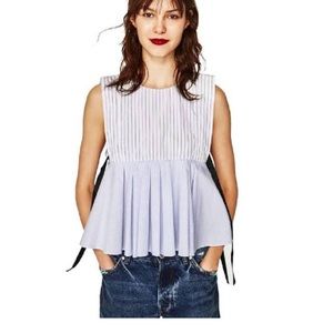 Zara Blue and white striped blouse